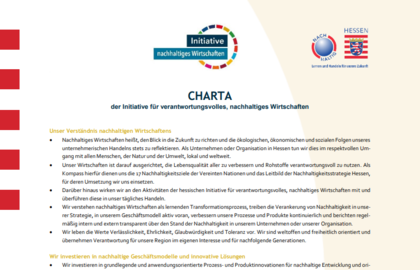 Die Charta der Initiative für verantwortungsvolles, nachhaltiges Wirtschaften